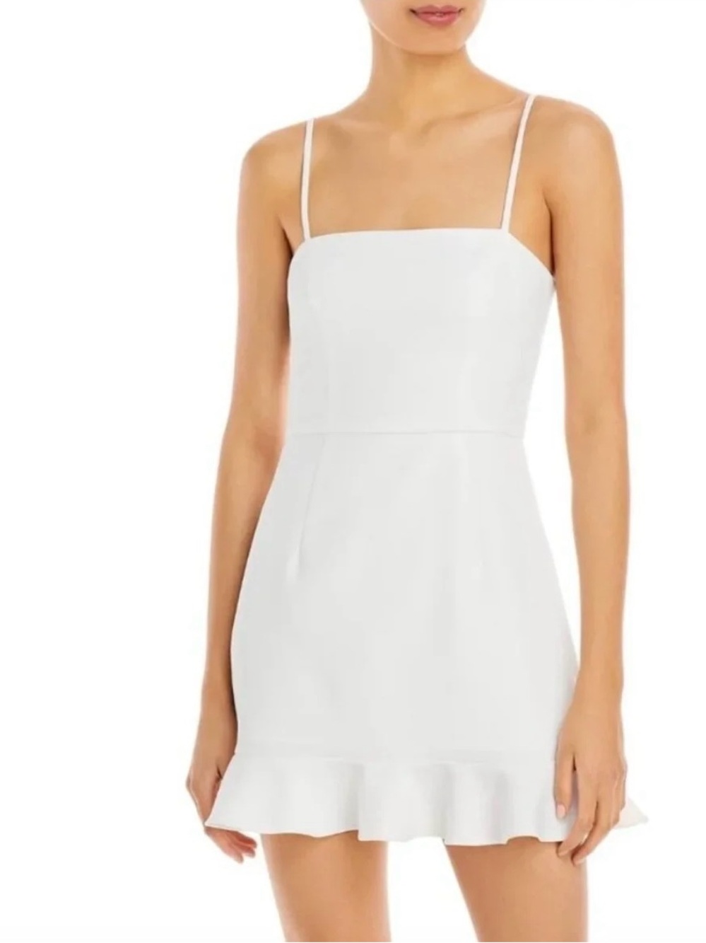 French Connection NWT White Spaghetti Strap Ruffle Hem Mini Dress